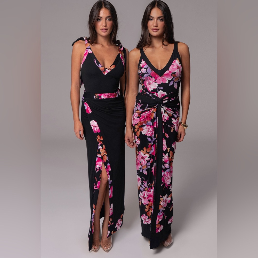 JLUXLABEL Black Floral Kamie Reversible Skirt Set